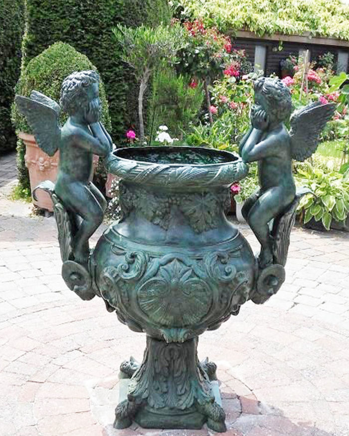 angel bronze sculpture vase