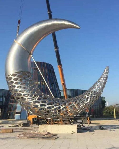 stainless steel moon statue