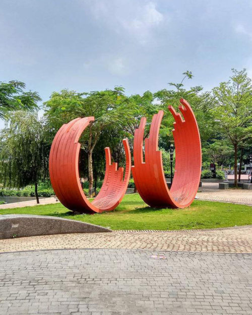 half circle outdoor sculpture