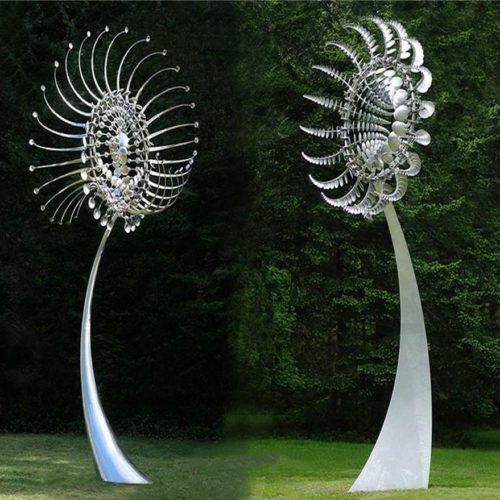 stainless steel flower kinetic sculpture