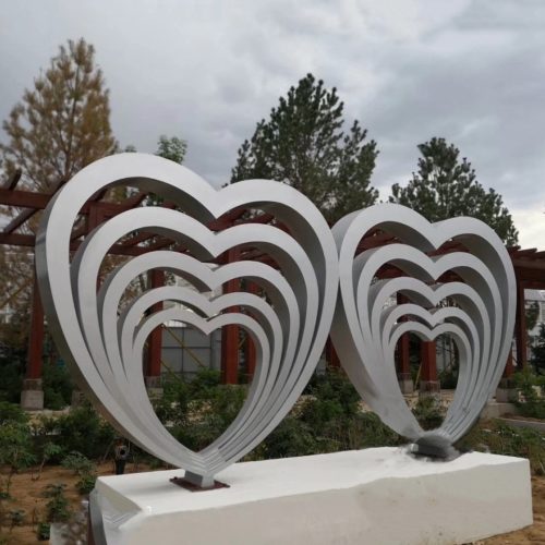 multi-layer stainless steel heart statue