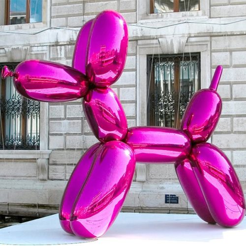 metal statue balloon dog sculpture