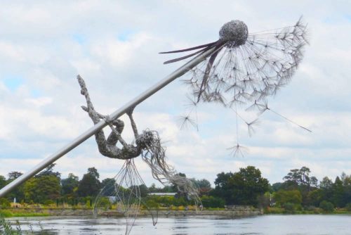 outdoor metal steel dandelion sculpture