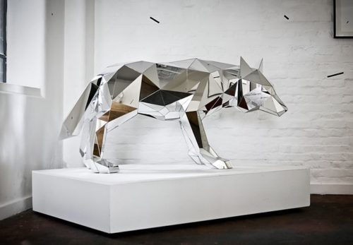 Geometric Wolf art sculpture (1)