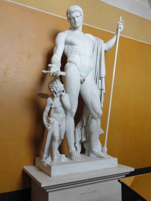 Marble Mars and Cupid statue (1)