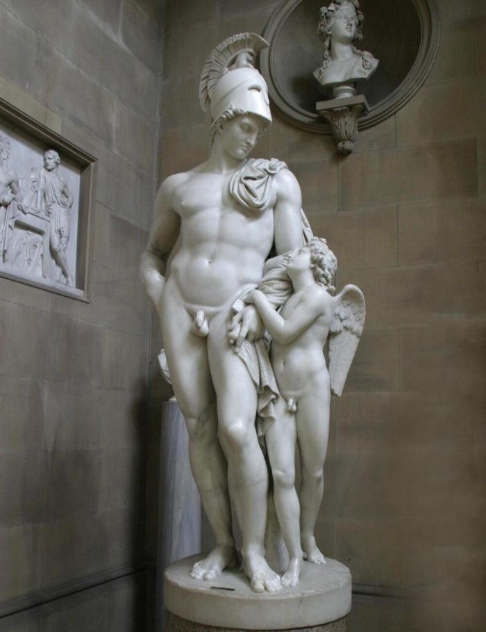 Marble Mars and Cupid statue (2)