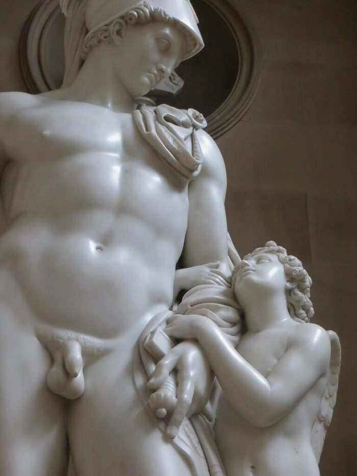 Marble Mars and Cupid statue (4)