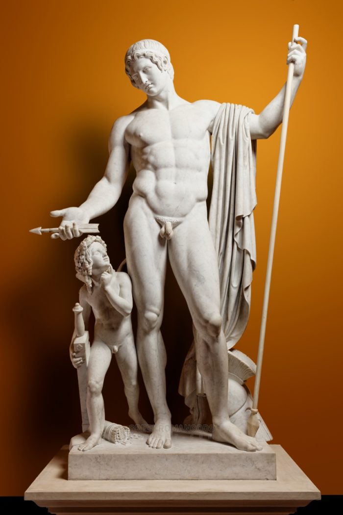 Marble Mars and Cupid statue (5)