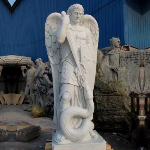 Saint Michael Archangel marble sculpture (1)
