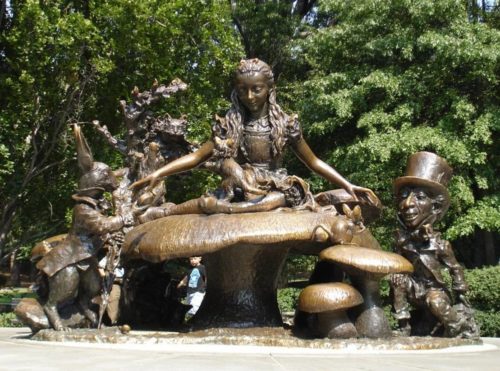 Alice in wonderland garden statues