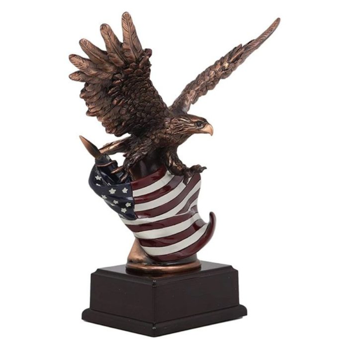 bald eagle statue with American flag1