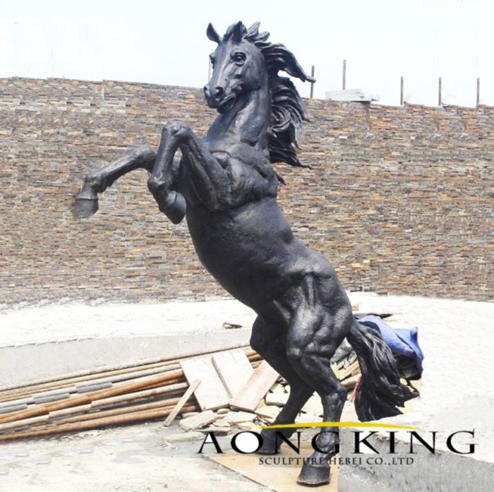 jumping howling horse statue