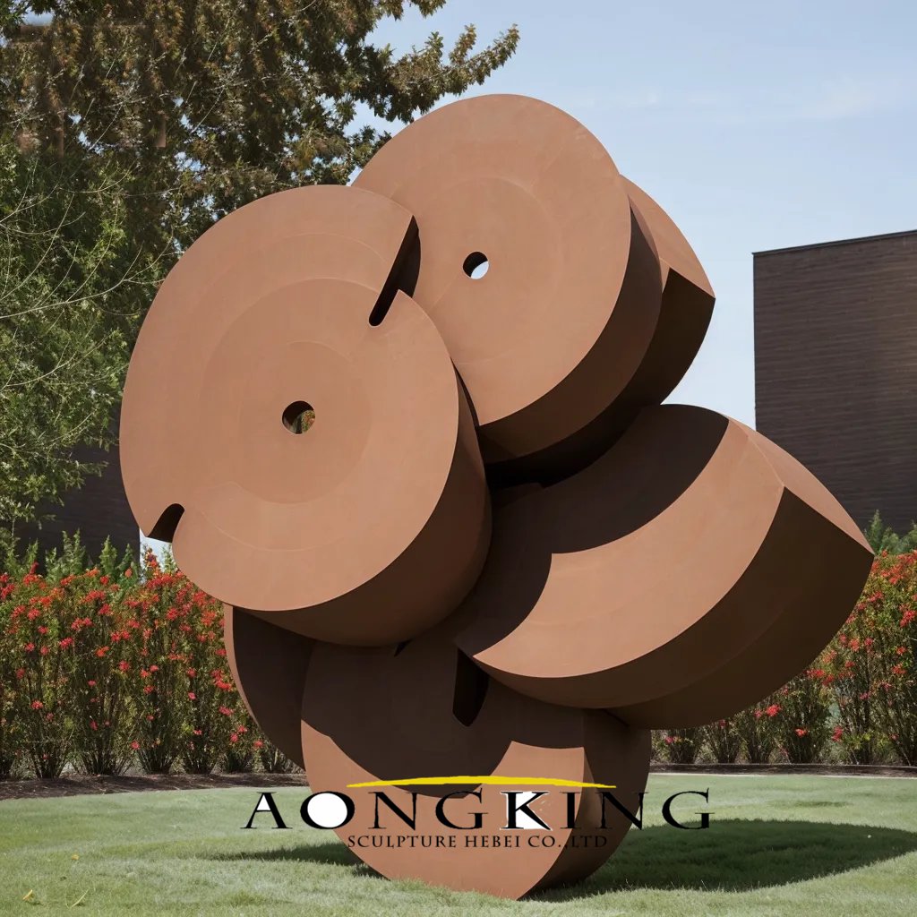 artistic design corten steel round sculpture