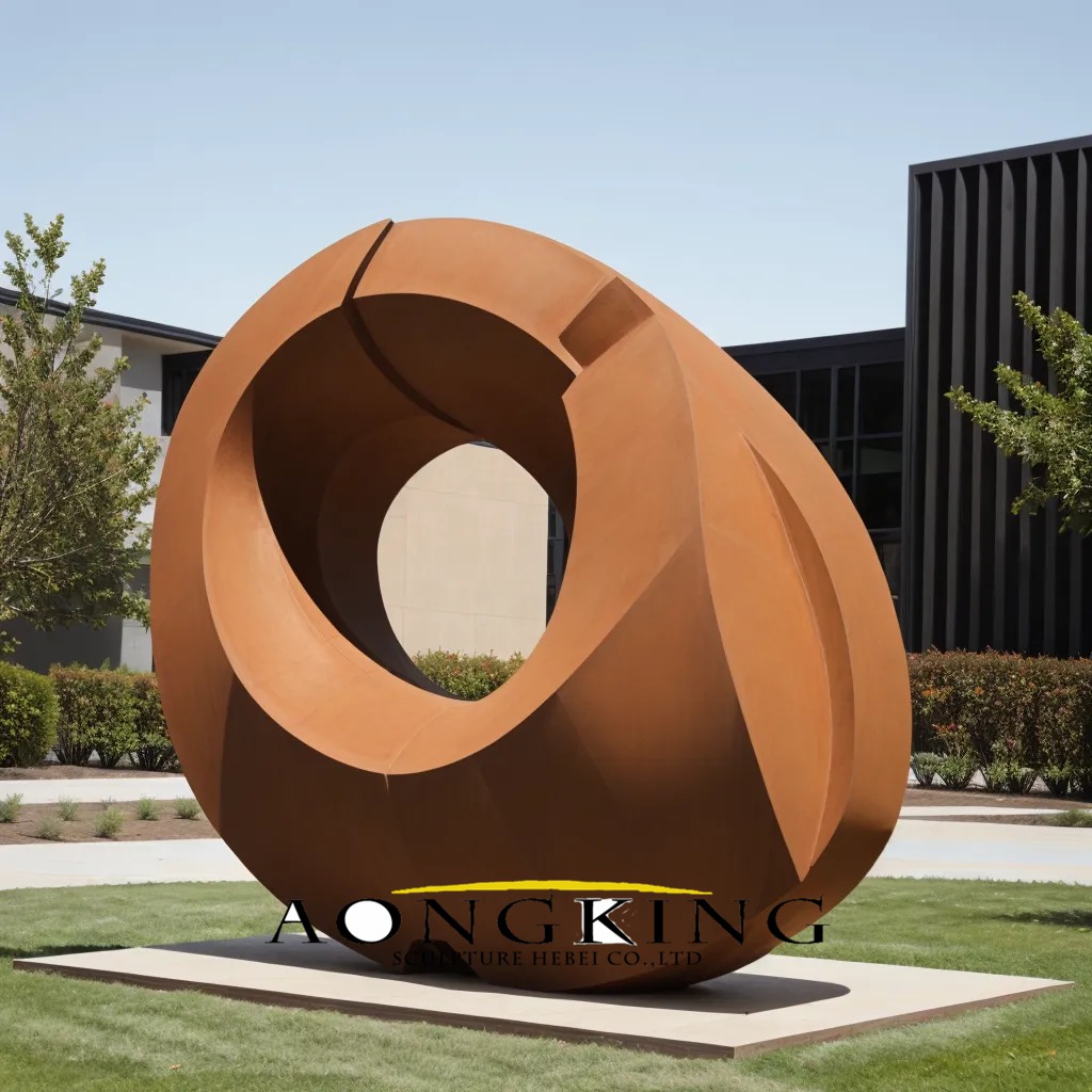 corten steel circle sculpture