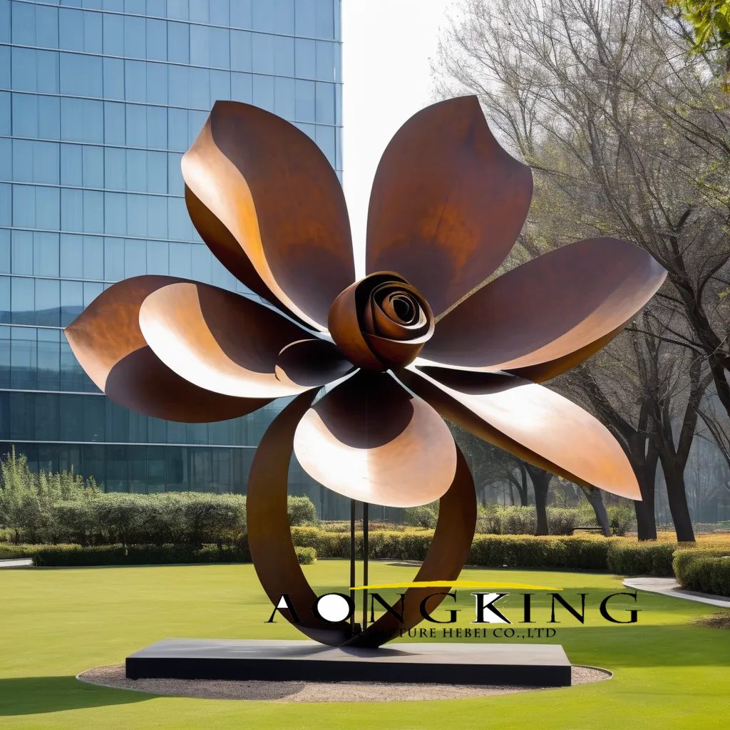 flower corten steel sculpture