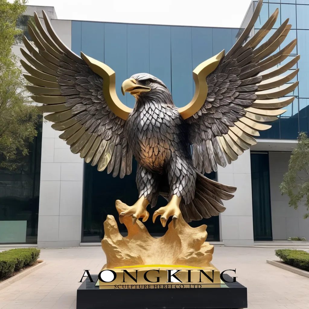 golden eagle bronze sculpture