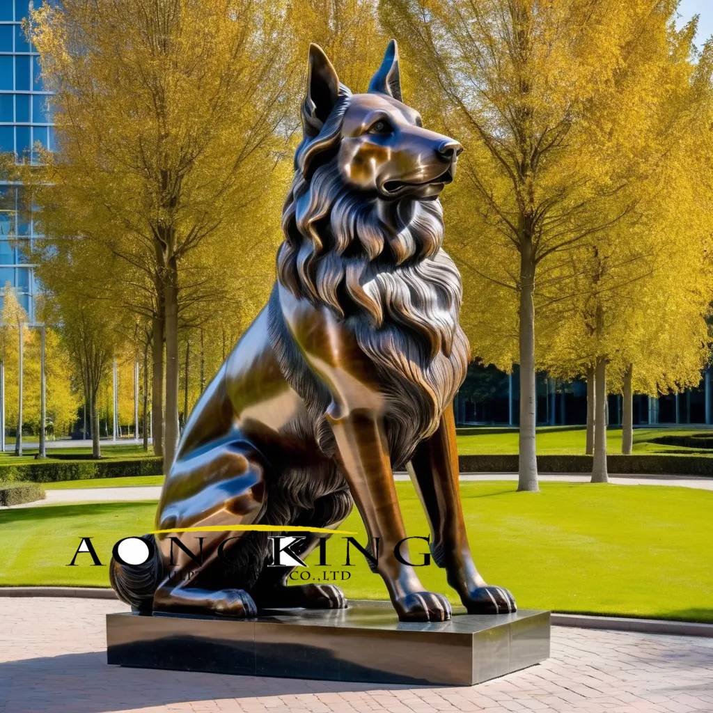 shepherd dog sculpture bronze