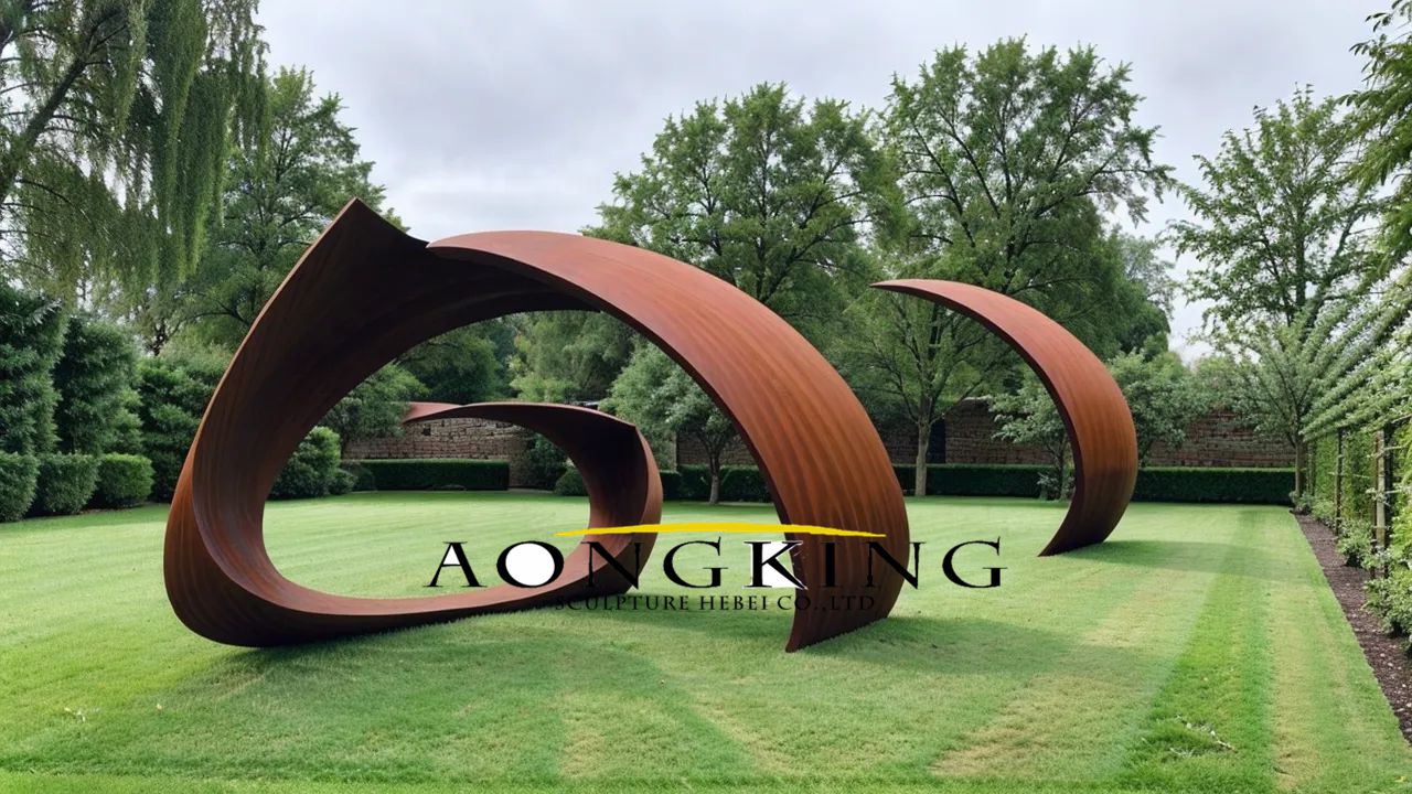 corten steel arch sculpture